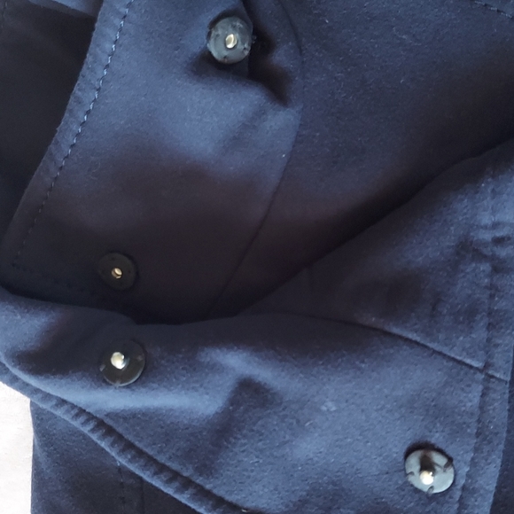 ๐9xHP๐ H&M Navy Blue Button Up Pleated Pea Coat - Picture 8 of 10